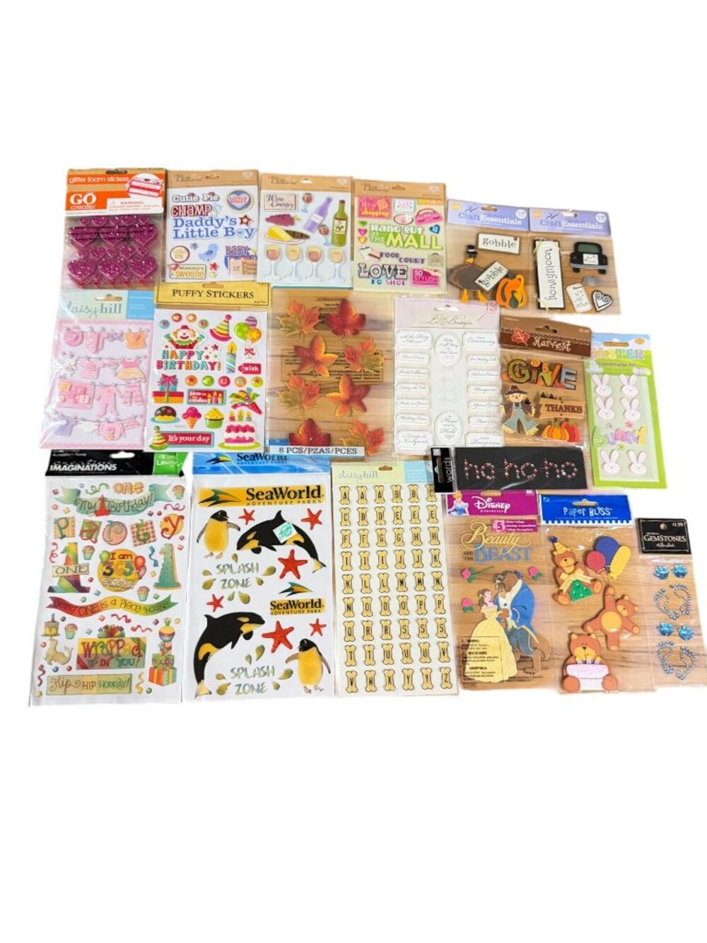 Mixed Sticker Lot Crafts Scrapbooking Seasonal Baby Birthday Disney Travel Fall